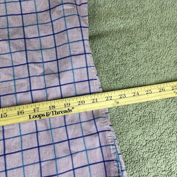 Duchamp London Shirt Mens 17 XL 43 Button Up Flip Cuff Purple Plaid Tailored Fit - Picture 16 of 16